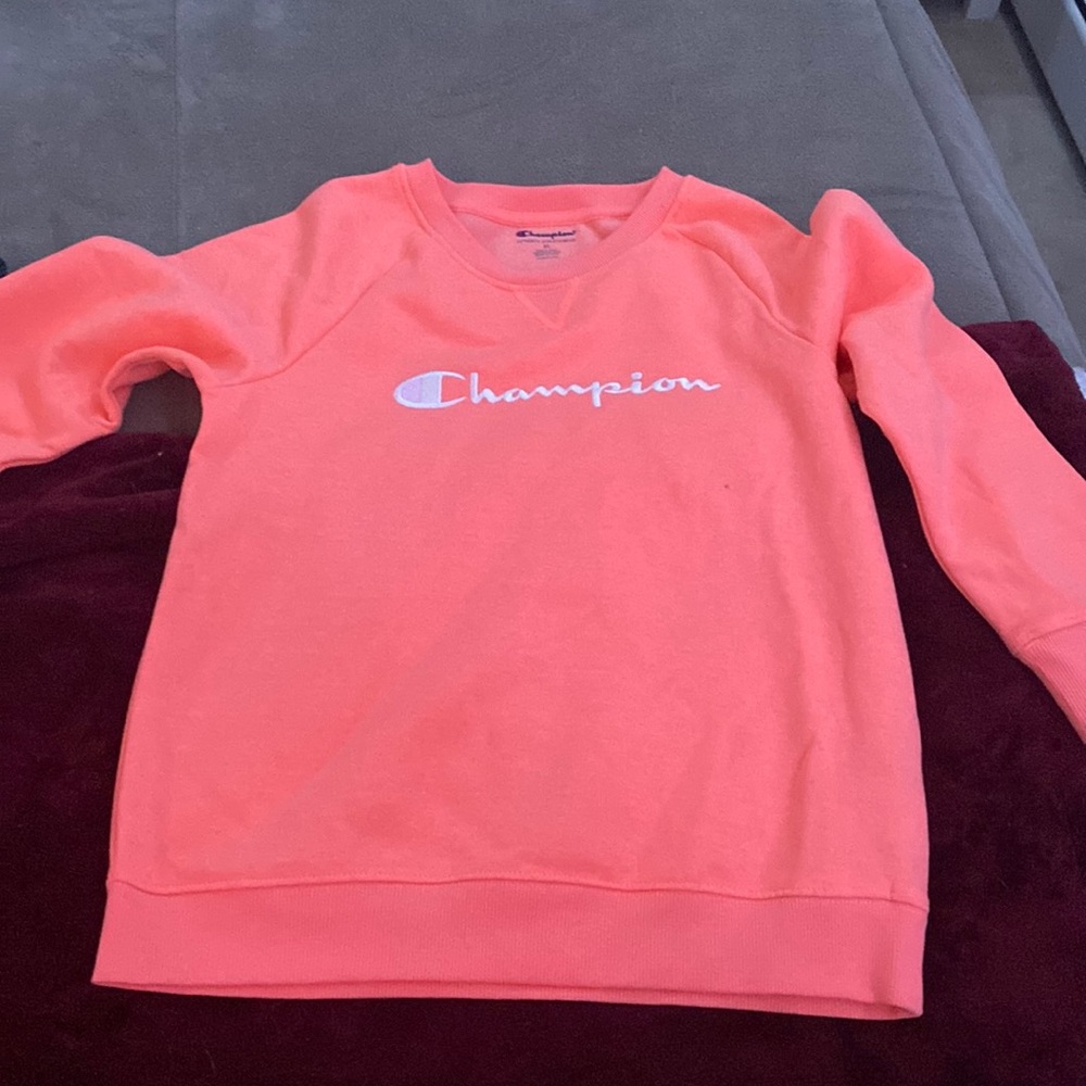 Coral champion crew neck sweatshirt